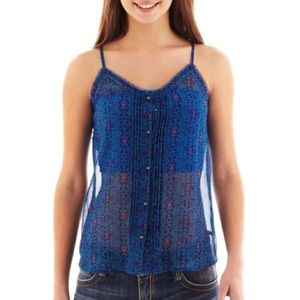 Blue print chiffon camisole