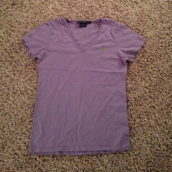 Purple polo t shirt with green horse