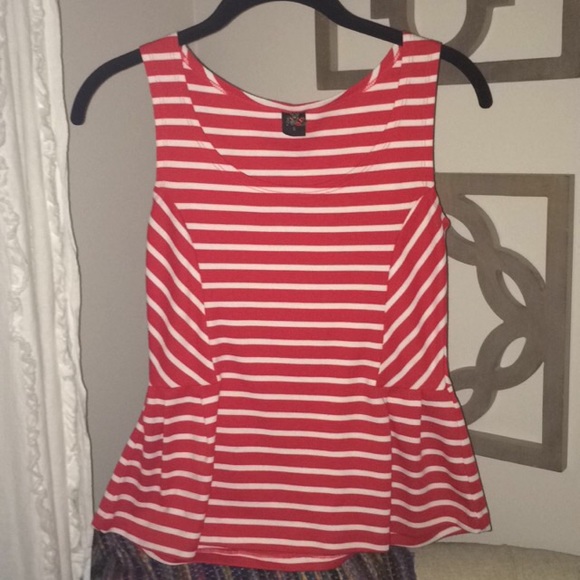 Red and White Striped Peplum