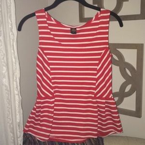 Red and White Striped Peplum