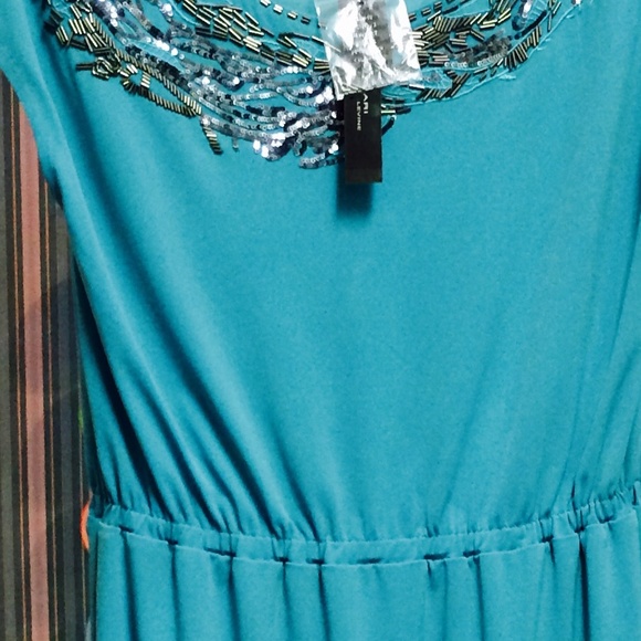 Tahari Caribbean blue knit dress w/embellished top - Picture 3 of 4