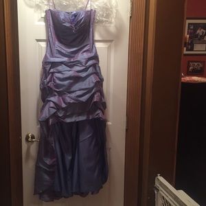 Pink/purple metallic prom dress.