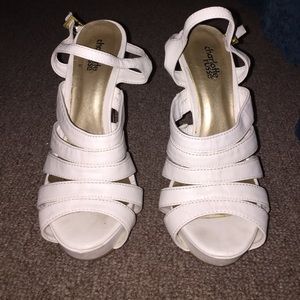 Charlotte Russe white peep toe pumps