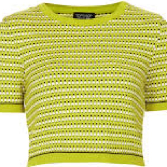 Topshop Green / Black Crop Top Sweater - 6