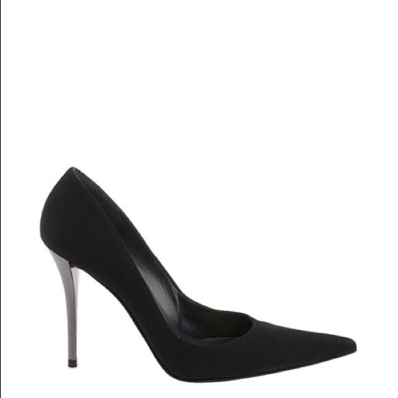 Stuart Weitzman Fever Black Crepe*Metal Heel sz8!!