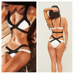 White & Black Bandage Bikini