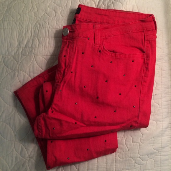 Allen B Denim - Studded Red Skinny Jeans