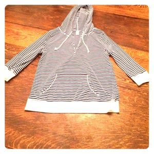 Navy and white striped hoodie