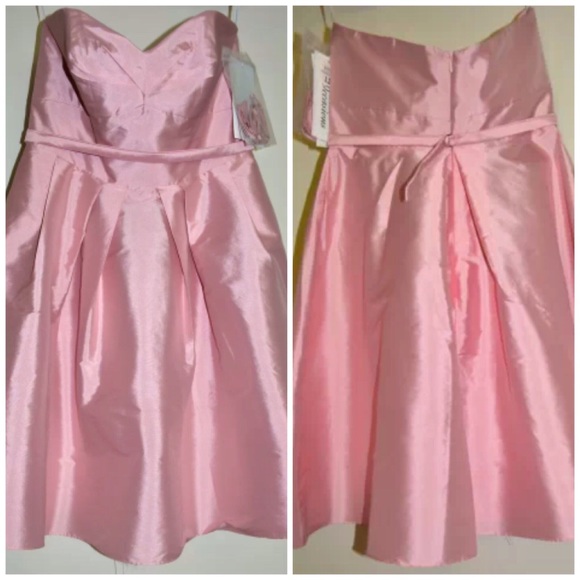 Designer Pink Bridesmaid Formal Strapless Dress