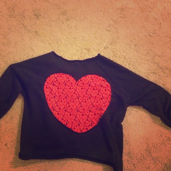 Red and black heart shaped sweater