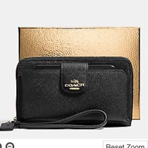 Coach Box Leather Pocket Walllet/ Wristlet