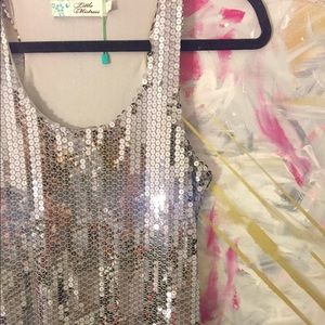 Racer back silver sequin tank dress