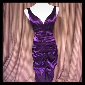 Purple gathered party dress