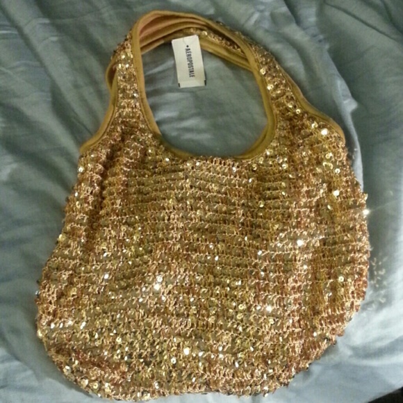 Aeropostale gold mesh bag NWT