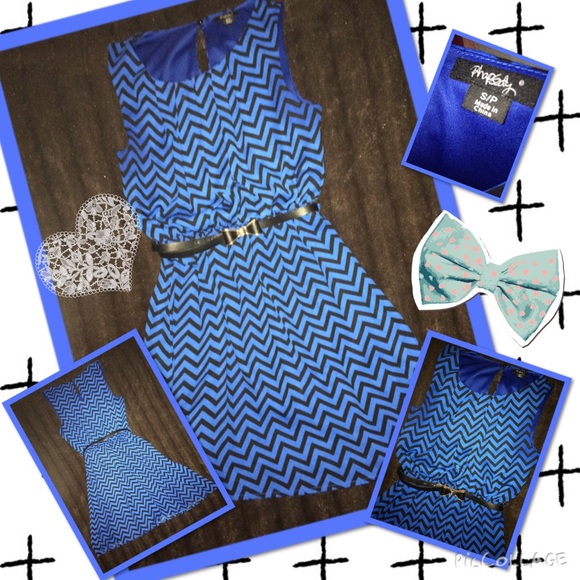 Gorgeous nwot black and blue chevron dress