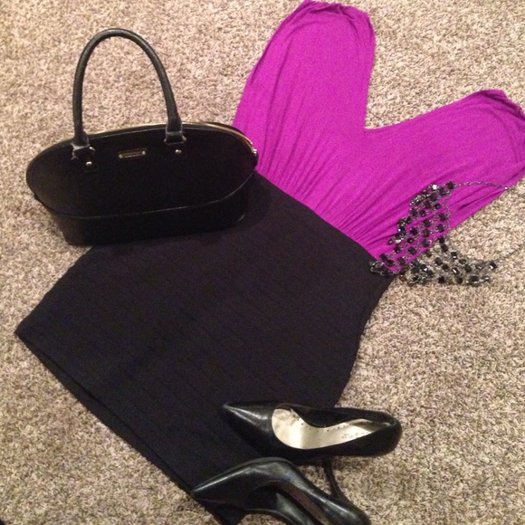 Express Purple and Black BodyCon Dress