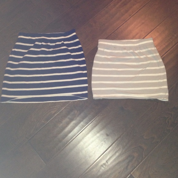 blue and grey pencil skirt