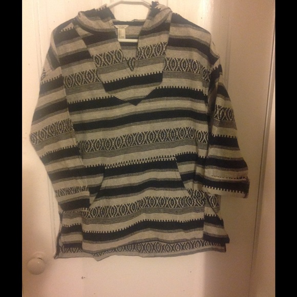 Forever 21 "drug rug" crochet sweatshirt.