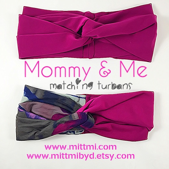 Magenta Mommy and me matching turbans