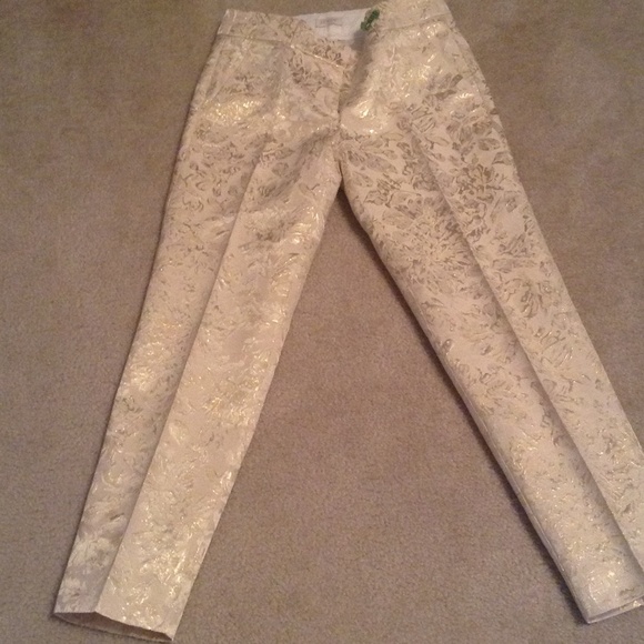 J. Crew Pants - J.Crew Gold and Cream Ankle Pants