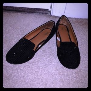 Black Sparkly Smoking Flats
