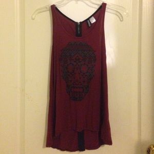 H&M Maroon Skull Tank