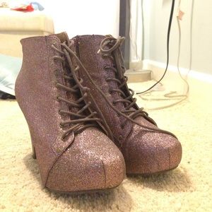 Glitter Platform Booties by Qupid