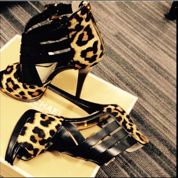 🔱MK cheetah strappy heels in box! - Picture 1 of 3