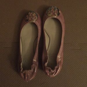 Purplish silver Tory burch flats. Like new