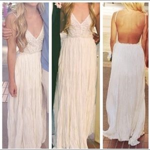Beautiful white boho crochet backless dress!!