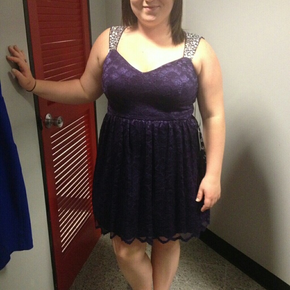Deep purple lace homecoming dress!