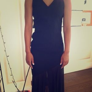Black V-neck sexy evening dress
