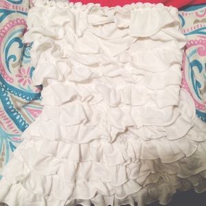 Hollister white ruffled tube top
