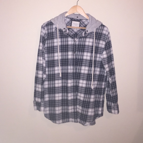 Black and white flannel with hood