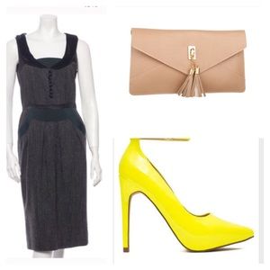 Etro Sheath Dress Gray Green Black Size 4