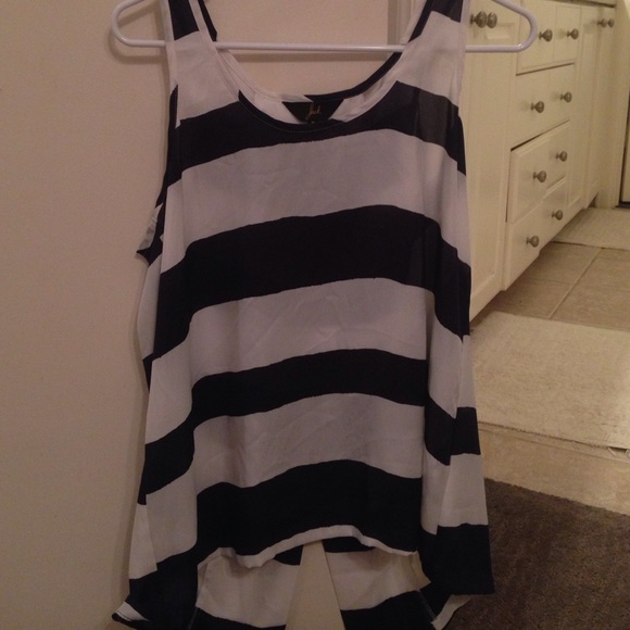 Navy Blue and White Striped Tank Top