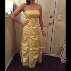 Yellow embellished prom dress