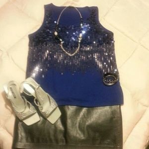 Royal Blue Sequined Dress Tank