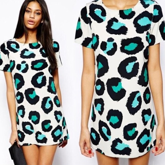 Dresses & Skirts - 📬READY TO SHIP Leopardprint dress white turquoise