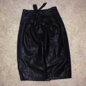 Faux leather pencil skirt