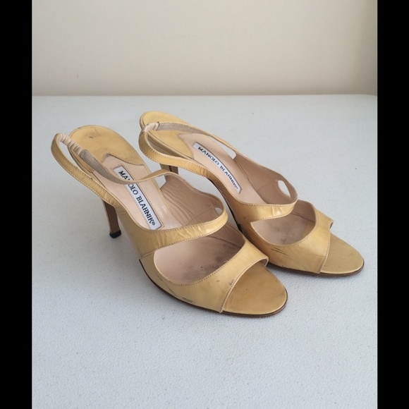 slingback Shoes  Sandals Slingback Strappy Blahnik Yellow  Manolo yellow  Manolo sandals Blahnik