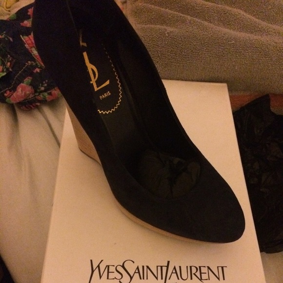 YSL blue wedges