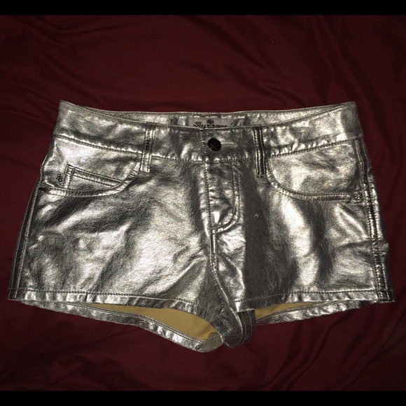 Metallic silver booty shorts