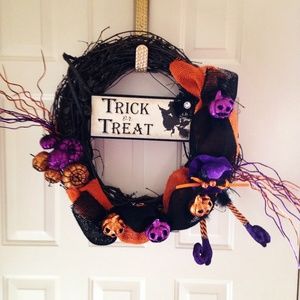 Hand made black sparkly halloween wreath
