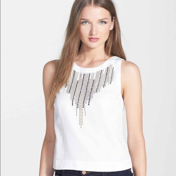 🎉HP🎉 White Tank with gold and silver studs - Picture 4 of 5