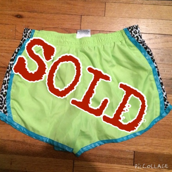 Green/Blue/Cheetah Print Running Shorts
