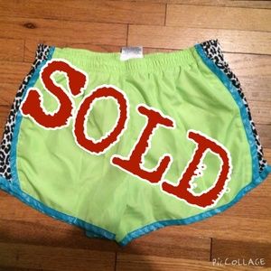 Green/Blue/Cheetah Print Running Shorts