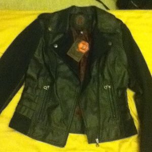 NWT Faux leather wool Moto jkt