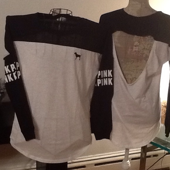 PINK Victoria's Secret Tops - BNWT Victoria Secret PINK varsity crew/cutout back