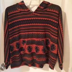 Boho/tribal printed hooded sweater shirt